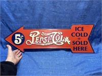 "Pepsi" arrow metal sign (9x27)