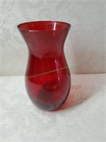 Vintage Glass Ruby Red Hour Glass Vase