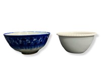 Two European Antique Bowls, Blue & White
