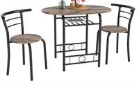 Furmax 3 Piece Wood and Metal Dining Set