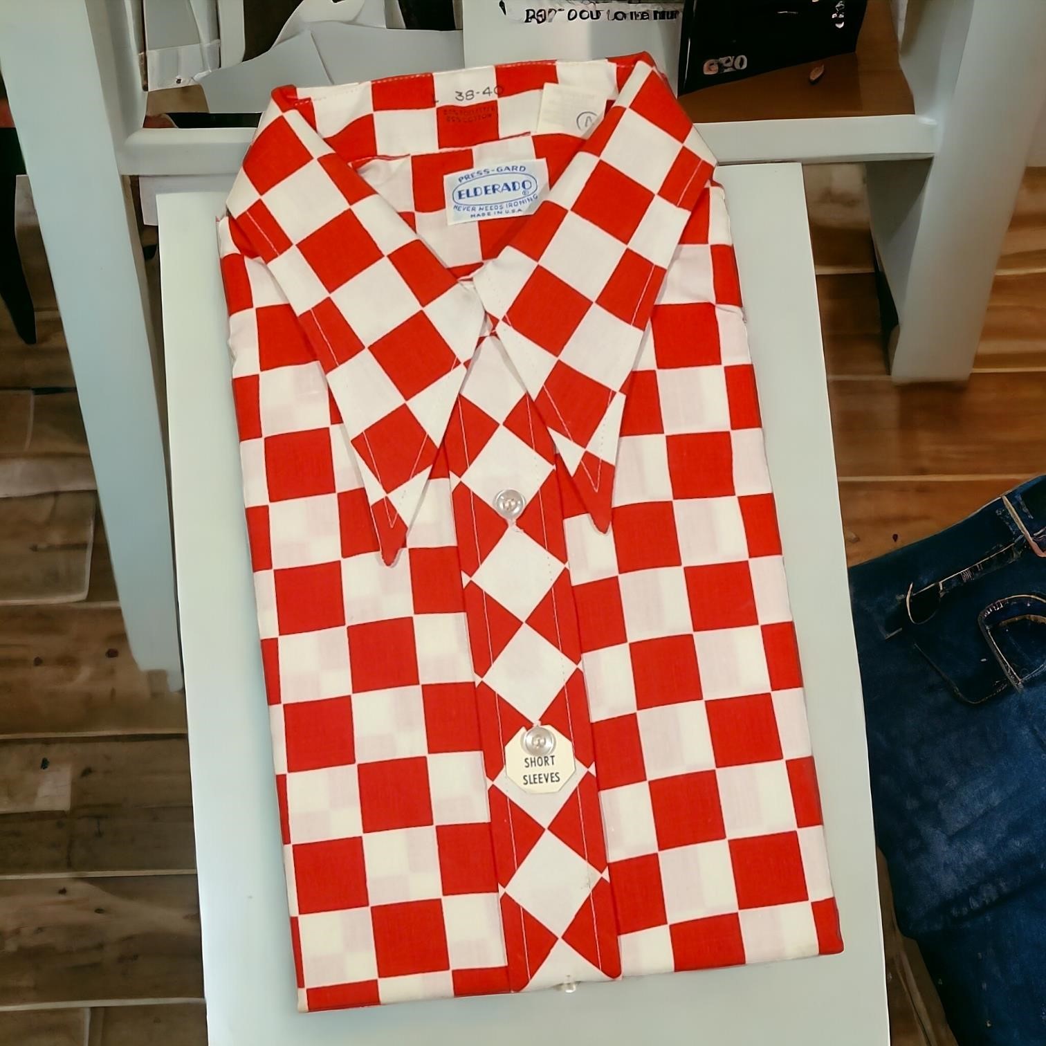 NOS 38-40 ElDorado Red & White Checkered Shirt