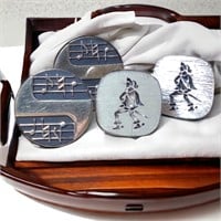 Black Etched Knight & Music Note Cuff Links