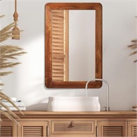 New $170 Farmhouse Wood Bathroom Mirror, 40"x30"