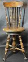 Antique Victorian Tall Back Piano Stool