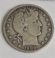 1906 D Barber Silver Half Dollar Coin