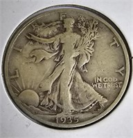 1935 S Walking Liberty Silver Half Dollar Coin