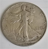 1941 S Walking Liberty Silver Half Dollar Coin