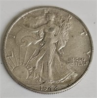 1942 S Walking Liberty Silver Half Dollar Coin