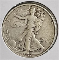 1937 S Walking Liberty Silver Half Dollar Coin