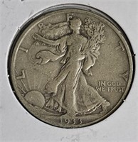 1933 S Walking Liberty Silver Half Dollar Coin