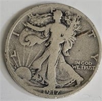 1917 S Reverse Walking Liberty Silver Half Dollar