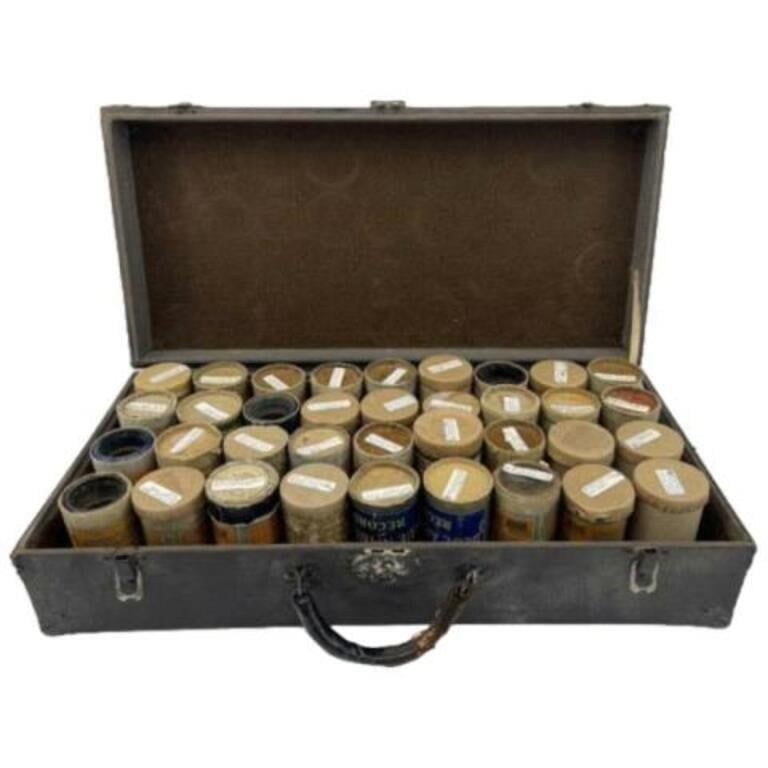Case With 36 Vintage Edison Cylinder Records