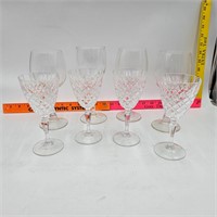 Eight wine glasses