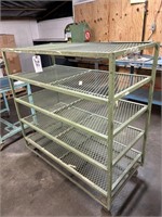 GREEN INDUSTRIAL METAL CART WITH SHELVES