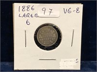 1886 Can Silver Five Cent Piece  VG8 Large 6