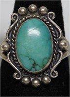 STERLING SILVER TURQUOISE RIMG  SIZE 9.75