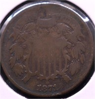 1871 TWO CENT PIECE VG