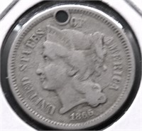 1866 3 CENT PIECE HOLE