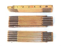 3 vintage Lufkin folding stick rulers