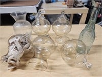 Glass sconces, vase and bottle