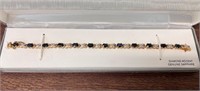 18K Gold Diamond Accent Genuine Sapphire Bracelet