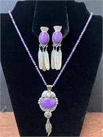 Matching sterlings silver set, necklace & earrings