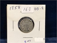 1858 Can Silver Ten Cent Piece VG8