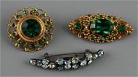 (3) Vintage brooches to include:Rhodium Aurora