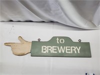 "To Brewery" Wood Pointer Sign