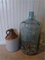 Vintage StoneWare Jug & Glass Jug With Glass beeds