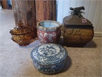 Mixed Vintage Containors and a pot
