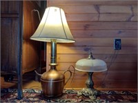 Vitage Tea Kettle & Glass Sade Lamps