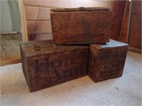 3 Samll Antique Wooden Boxes