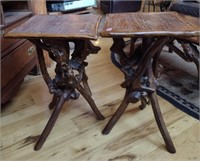 2 Vintage Drift Wood End Tables