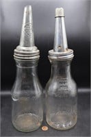 Pair of Vintage Huffman & Master Oil Bottles
