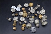 46 German WWII Fire-Police Silver/Gold Buttons+