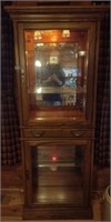 Mirrior Backed Curio Cabinet With Middle Drawer