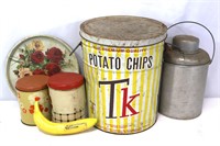 Vintage TK Potato Chip Tin, Tin Canisters++++