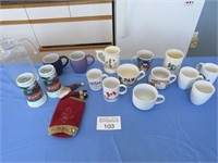 Assorted Mugs and Glass Pitcher
