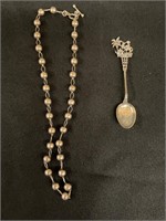 Sterling silver necklace and spoon 42 gr