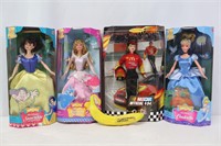 4 Disney Barbies, Cinderella, Nascar Barbies++++