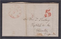 US Stamps 1845 Stampless Folded Letter to Staunton