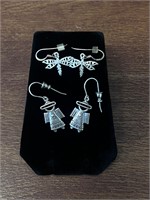 2 Pairs VTG Sterling Silver Earrings