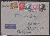 Germany Stamps 1938 Zeppelin Flight Cover to Parag