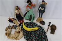 8 Vtg. Hand-Made Dolls, Colonial, Senioritas++++