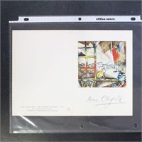 Marc Chagal autograph on a reproduced image of "Pa