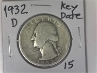 1932-D Key Date Washington Quarter