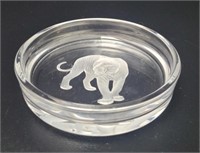 Hoya Japanese Crystal Engraved Tiger Dish