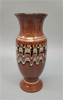 Vtg Bulgarian Trojan Redware Glazed Pottery Vase
