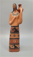 Tall Mexican Terracotta Pottery Woman With Jar